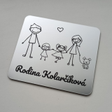 Türschild Familie mit kleinen Töchtern und Hund