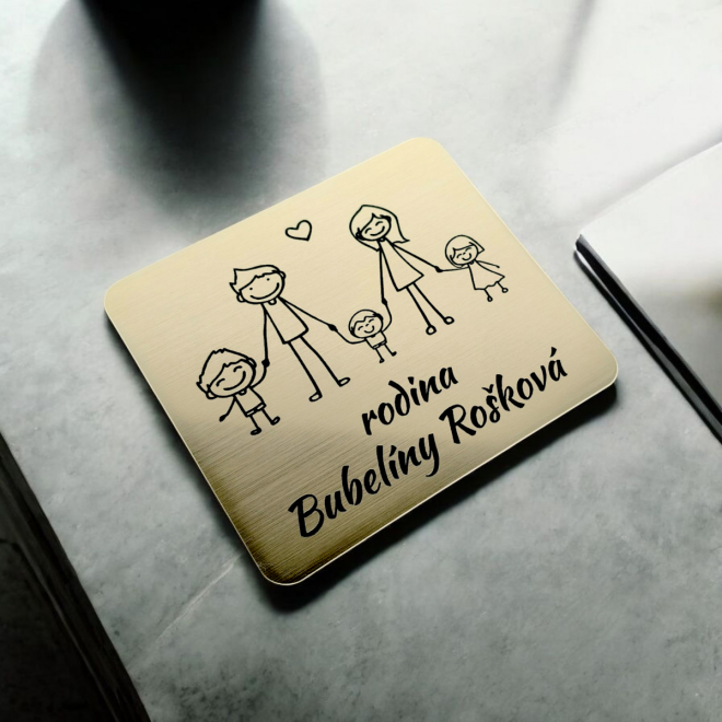 Türschild Familie mit drei Kindern v5