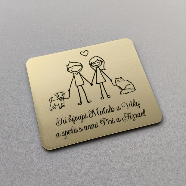 Türschild Paar mit Katze und Hund