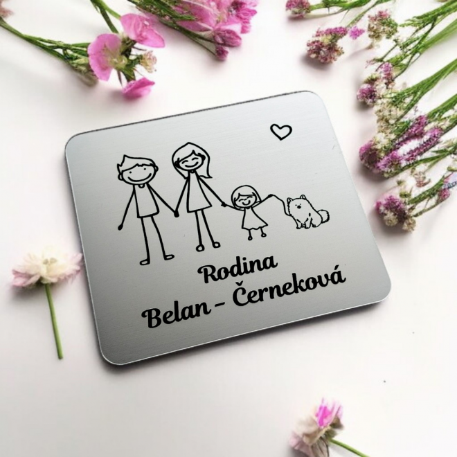 Türschild Eltern, Tochter und Hund
