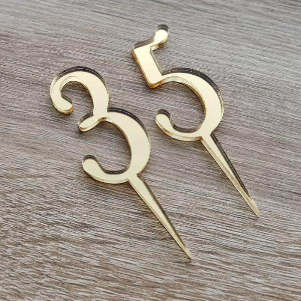 Tortenstecker mit Zahl – Gold