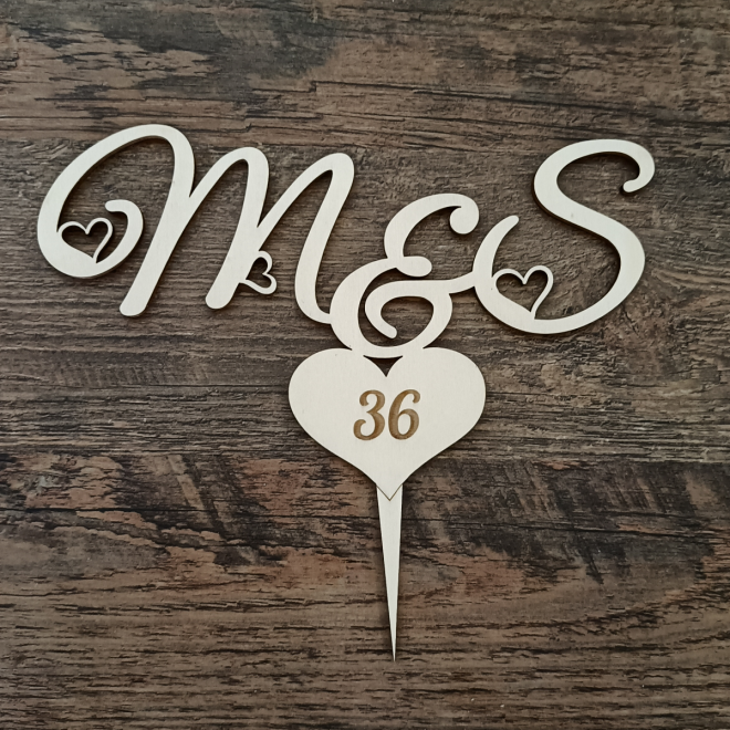 Tortenstecker – Hochzeit mit Initialen
