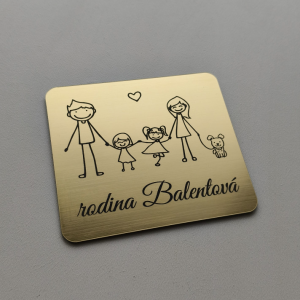 Türschild Familie mit kleinen Töchtern und Hund