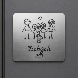 Türschild Familie mit Kindern und Hund