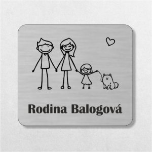 Türschild Eltern, Tochter und Hund