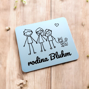 Türschild Eltern und Sohn mit Hund