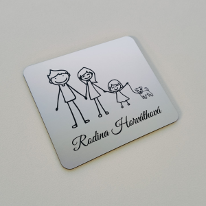 Türschild Familie mit kleiner Tochter und Hund