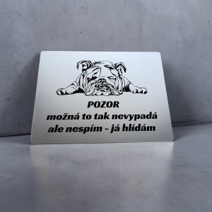 Schild Vorsicht Hund Bulldogge