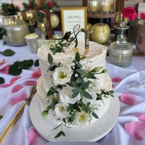 Tortenstecker – Hochzeit mit Initialen golden