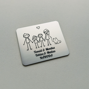 Türschild Eltern, zwei grosse Jungen und Hund