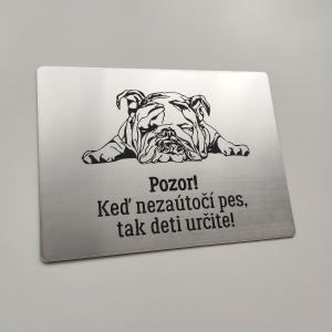 Schild Vorsicht Hund Bulldogge