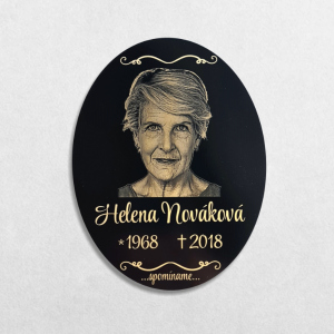 Grabtafel mit Foto oval